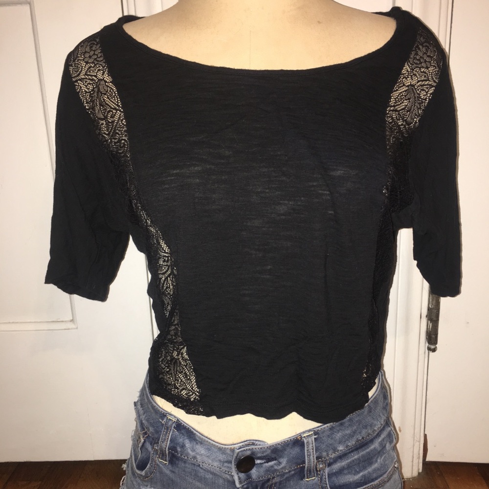 Express Black Lace Insert Top